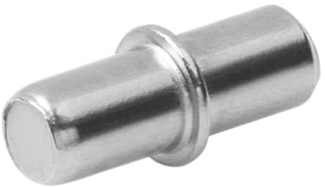 Amig - Supporto a forma cilindrica, metallico, Ø 5 x 20 mm, 8 pezzi, ideale per il fissaggio di ripiani di armadi, vetrine o scaffali, fissaggio tramite semplice introduzione, acciaio argentato