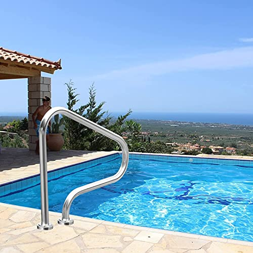 Pool-Handlauf Edelstahl-Pool-Geländer, rostfreier Handlauf für Pools, gebogenes Spa-Geländer, einfach zu montierende Handhaltestange für Innen- und Außenpools