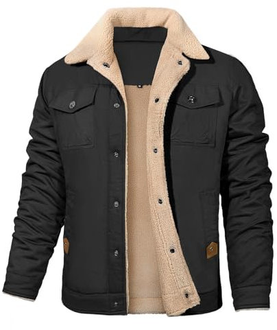 Voqeen Veste Homme Cargo en Polaire d'hiver pour Militaire Épaissir Coupe-Vent Coton Manteau Homme Hiver Chaude Avec Revers