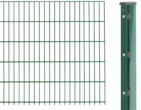 Alberts 644741 Doppelstabmattenzaun als Zaun-Komplettset | verschiedene Längen und Höhen | kunststoffbeschichtet, grün | Höhe 163 cm | Länge 2,5 m