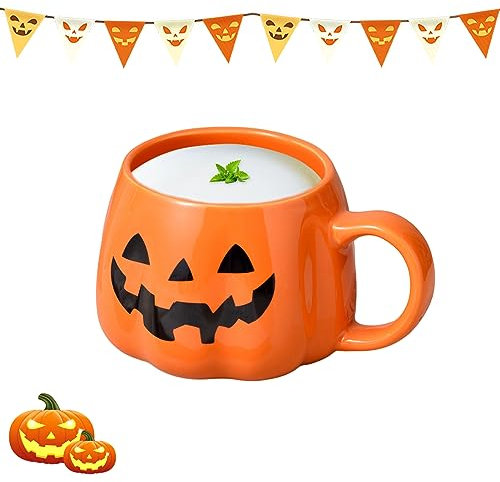Halloween Kürbis Tasse, Kürbisbecher aus Keramik Halloween Keramik-Kaffeetasse Milchbecher Lustige Herbstbecher Kaffeetasse für Thanksgiving Weihnachten, Herbsternte, Geschenk