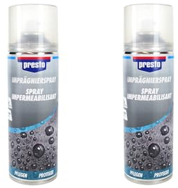 BISOMO Presto Imprägnier-Spray 2X 400ml, Imprägnierung, Textilschutz für Motorradbekleidung, Faltdach, Cabrio Verdeck, Zelt, Markise, Sonnenschirm, Schuhe