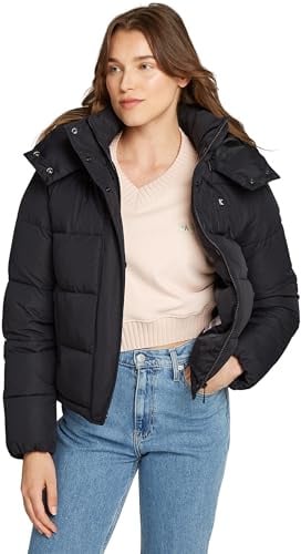 Calvin Klein Damen Pufferjacke Matte Short Puffer mit Kapuze, Schwarz (Ck Black), XXS