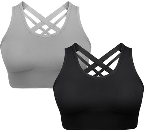 Chalier Cmfort Cross Back Design Bustier Sport BH Seamless Atmungsaktiv Mit Polsterung Bra Geeignet für Yoga Fitness Laufen und Freizeit