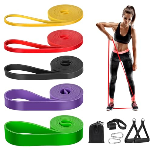 Fitnessbänder mit 5 Widerstandsstufen, Resistance Bands Set, Widerstandsbändern für Krafttraining mit Türanker, Griffen für Fitness, Stretching,Yoga, Pilates, Crossfit, Krafttraining