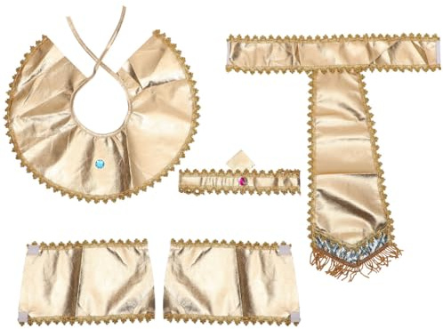 ifundom Pharao Kostüm Set Ägyptischer Kopfschmuck Halloween Zubehör | 4-Teiliges Zubehör, Weicher Stoff, Verstellbare Größe, für Halloween und Karneval, Ägyptisches Cosplay Outfit