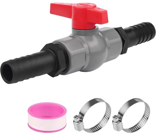 Kugelhahn mit Schlauchverbinder, PVC Ventile & Verbindungen Absperrventil Pool, Kugelhahn Pool Poolventil Ventil Kugelventil für Schläuche, 1 Absperrventil Innengewinde 1(32mm), 2 Schlauchtüllen 25mm