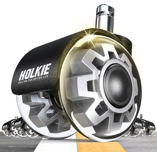 HOLKIE Bürostuhl Rollen 11mm 5er Set Grau Gummi Rollen für Bürostühle Schreibtischstuh mit Doppelrädern Stuhlrollen für Parkett Geeignet Harte Böden Leises & Sanftes Gleiten