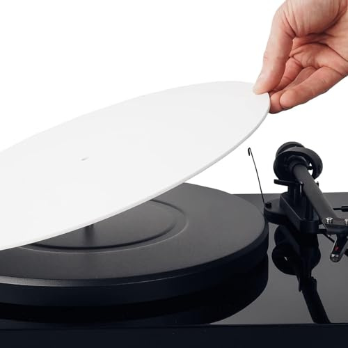 Plattenspieler Plattenmatte, 12 Zoll Acryl Schallplattenteller Slipmat Antistatisches Plattenspieler Matte für 33 1/3rpm und 45rpm Aufzeichnungen (Weiß)