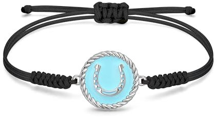 JENDEAR SHINE Hufeisen Armband Damen 925 Sterling Silber, Verstellbare Handgemachte Seilkette mit Emaille Anhänger, Geburtstagsgeschenk für Damen Mädchen