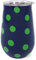 kate spade new york Insulated Stainless Steel Wine Tumbler, 16 Ounce Double Wall Tumbler, Blue Stemless Travel Cup with Lid, Sonnet Dot