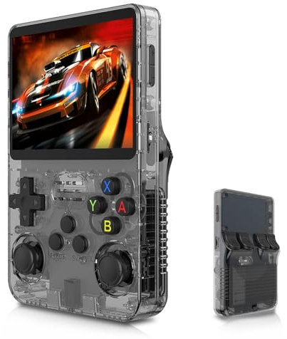 Console de Jeux,R36s Console de Jeu Portable, Carte TF 128 Go, Console de Jeu Portable rétro IPS 3,5 Pouces avec Batterie 3500 mAh (128G)