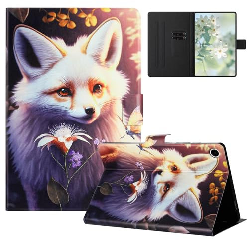 TEDTIKJT Coque pour Lenovo Tab M10 3rd Gen 10.1 Tablette étuis 2022 (TB-328FU/ TB-328XU) Housse PU Cuir Flip Motif Peint Support Portefeuille Protection Coque Cover,Le Renard des Fleurs