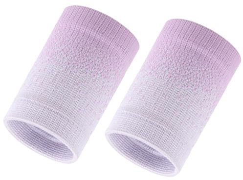 Sport Wristbands Absorbierende Schweißbänder Nylon Sport Wristbands Gelenkband Schweißband Armband Weiche verdickte für Tennis Basketball Gymnastik Fußball Leichtathletik Sports (Lila Weiß)