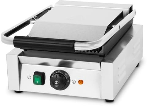 VERTES Griglia Elettrica in Ghisa scanalata, 1800W Piastra elettrica per cucinare Panini, Carne, Verdure, Bistecchiera elettrica con Corpo in Acciacio Inox, Regolabile da 50-300°C, Antiaderente