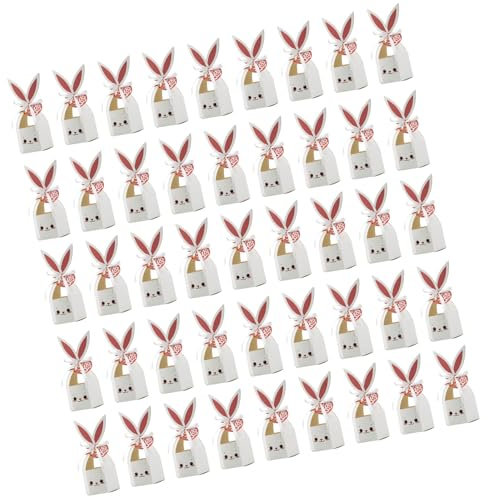 YIGZYCN 50Pcs Lovely Rabbits Treat Boxes Rabbits Ears Paper Box Ribbon Eggs Hunt Basket Spring Party Containers