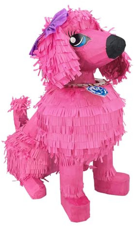 Hunde Pinata rosa Pudel Kindergeburtstag