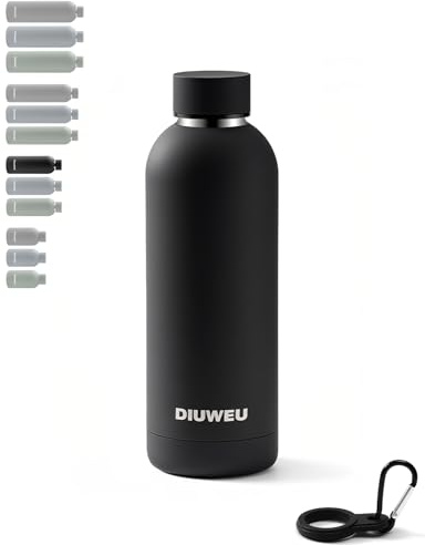 Stainless Steel Water Bottle Double Wall, Insulated Metal Water Bottle with Clip, 350ml/500ml/750ml/1L, BPA Free, 24hrs Cold & 12hrs Hot, Suitable for Sports, Camping, Hiking, Cycling, Gym, Travel