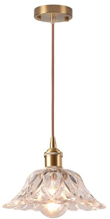 LIGKIN Lámparas Colgantes Vidrio Vintage Industrial Lámpara de Techo Flor Creativa Cristal Pantalla E27 Iluminación Colgante para Dormitorio Comedor Cocina