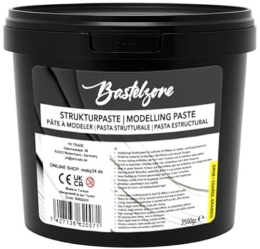 Pâte de structure XXL Premium dans un seau de 3,5 kg – Blanc – Pâte de remplissage et de modelage pour peinture acrylique et toile – Effets 3D, textures et reliefs (gros)