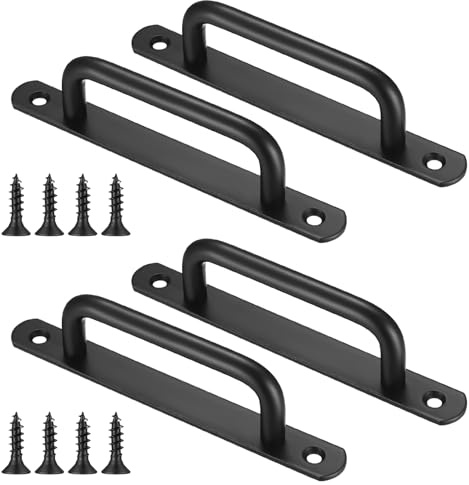 Gaomoeny 4 Stk Schiebetürgriffe, Scheunentorgriffe, Schiebe Türgriff mit Platte Edelstahl, Schiebetorgriffe, Schranktürgriff, Griffe für Scheunentor, Schiebetüren, Gartentorgriffe(160mmSchwarz)