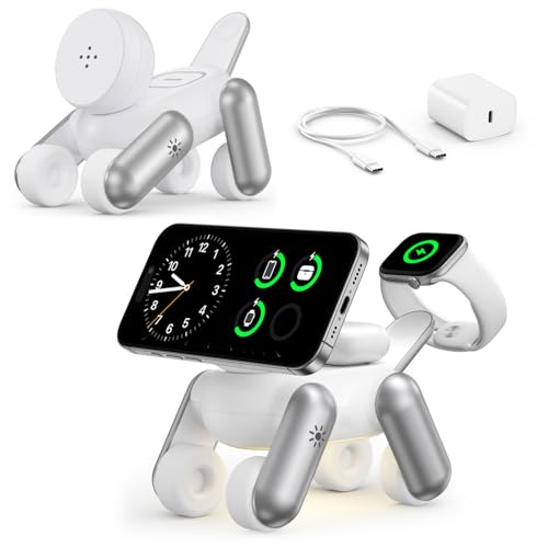 Stazione di Ricarica per Apple MagSafe 3 in 1 Wireless Caricatore per iPhone 17e Air 17 16 15 14 13 12 Serie, per Apple Watch Ultra/SE/11/10/9/8/7/6/5/4/3/2, per AirPods 2/3/Pro