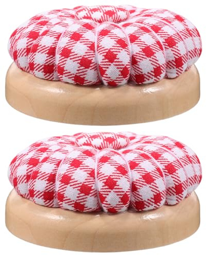 NUOBESTY 2 Stücke Magnetische Pumpkin Nadelkissen mit Holzsockel Japanischer Stil Nadelhalter Vielseitige Handarbeitsnadeln Aufbewahrung für Quilten und DIY Stickerei Zubehör