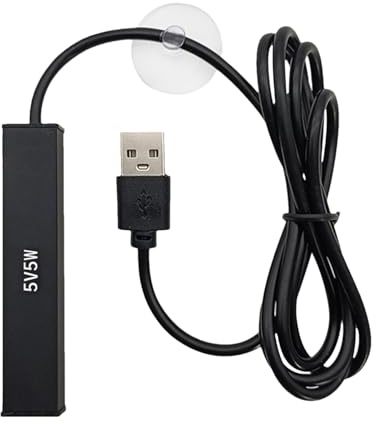 Generisch Fish Tank Heater - USB Aquarium Heater for Tropical Fish Turtles Crabs Reptiles | 7.6x1.5cm Aluminum Alloy Wear-Resistant Heat with Preset Temperature, 5W 10W, 103cm Cable, Black
