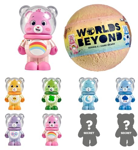 ÜRDU Care Bears Worlds Blindbox Serie 5 – Zufällige Auswahl aus 7 magnetischen Sammelfiguren im Überraschungsball, kultige Glücksbärchi Charaktere zum Sammeln, ab 5 Jahren