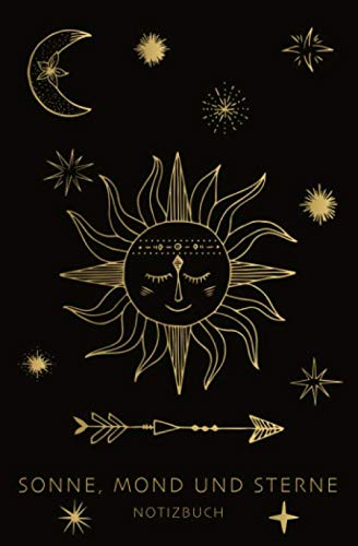 Notizbuch - Sonne, Mond und Sterne: Blanko und unliniertes Notizheft als schönes romantisches Geschenk | Journal zum Reinschreiben Din A5 | jede Seite enthält einen Stern