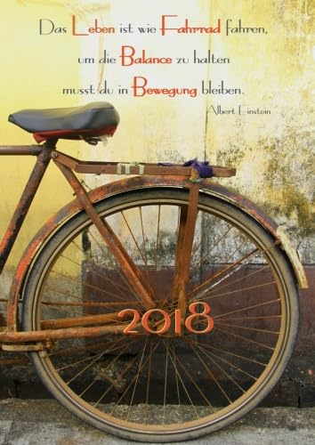 dicker Tagebuch Kalender 2018 Das Leben ist wie Fahrrad fahren, um die Balance zu halten musst …: (Albert Einstein) - DIN A4 - 1 Tag pro Seite