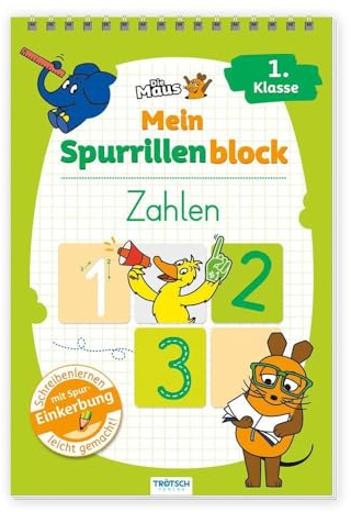 TRÖTSCH - Die Maus Mein Spurrillenblock Zahlen : Übungsbuch für Kinder ab 5 Jahren: Übungsbuch Beschäftigungsbuch Lernbuch
