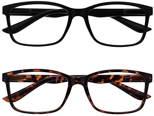 OPULIZE The Reading Glasses Company Black & Brown Tortoiseshell Readers Value 2 Pack Large Mens Spring Hinges RR83-12 +1.50