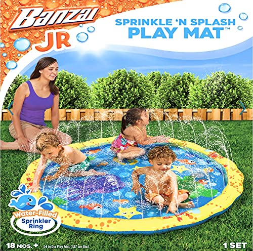 Banzai 14663 Sprinkle 'n' Splash Baby Toddler Play Mat Sprinkler Paddling Pool for toddlers & young kids, Multi-Colour