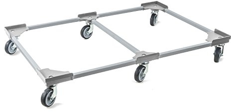 aidB Transportroller Variabel 1x unterteilt für Euroboxen mit 6 Gummilenkrollen, Grau, 1200x800 mm, variabler Rollwagen zum Transport von Kisten, Praktischer Kistenroller
