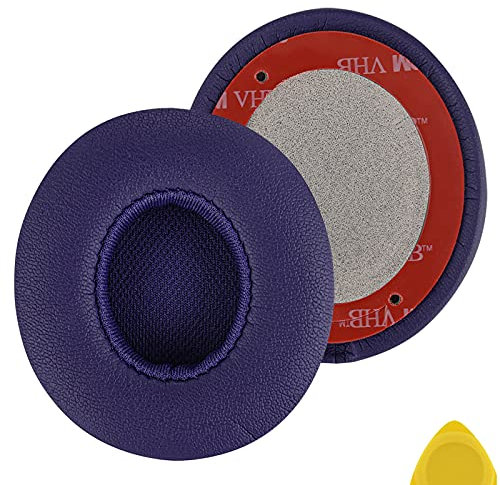 Geekria QuickFit Replacement Ear Pads for Beats Solo 2 (B0534) & Solo 3 (A1796) Wireless On-Ear Headphones, Ear Cushions (Pop Purple)