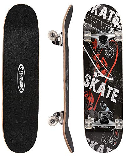 ChromeWheels 78,7 cm Skateboard Double Kick Skate Board Cruiser Longboard 8 Schichten Ahorn Deck Skateboards für Kinder und Anfänger