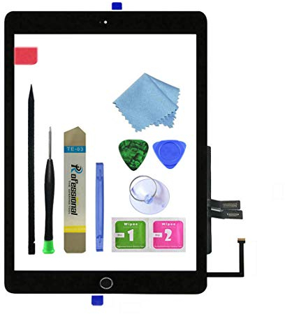 Zentop Kit di riparazione per touch screen per iPad 6 2018 di sesta generazione A1893 A1954, con pulsante Home, staffa per fotocamera, adesivo preinstallato, kit di riparazione per iPad 6 2018