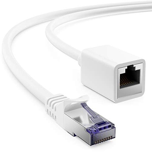 deleyCON 1m Prolunga Cavo Patch CAT7 per Ethernet LAN Cavo di Rete - Cavo Grezzo CAT 7 con RJ45 Spina su RJ45 Presa di Corrente S/FTP Copper PiMF 600MHz - Bianco