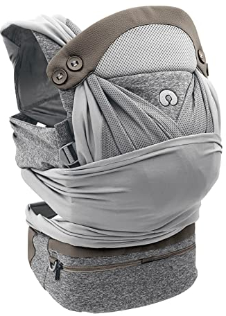 Chicco Boppy Adjust Comfyfit Portabebè 0+ Mesi da 3,5 kg a 15 kg, Semplice Indossare e Regolabile, Neonato Fronte Mamma Ergonomico con Supporto per Testa Collo Fascia Annodare, Grigio