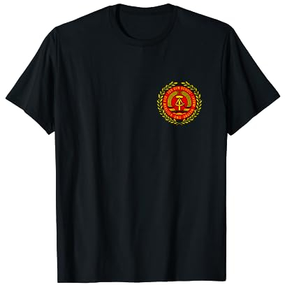 DDR Design x Style NVA Nationale Volksarmee Wappen Ostalgie DDR T-Shirt für Herren, Militär-T-Shirt mit NVA Wappen, Schwarz, S