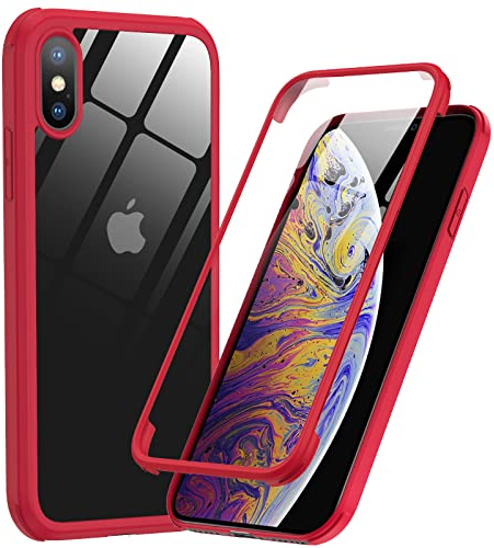 Phoneaura für iPhone XS MAX 360 Grad Schutzhülle für iPhone XS MAX Handyhülle; iPhone XS MAX Hülle mit Folie und XS MAX Schutzglas (VORNE+HINTEN)