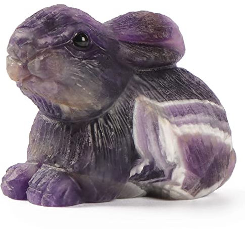 Artistone 5,1 cm Amethyst Kristall Kaninchen Figur geschnitzt Edelstein Tiere Kaninchen Ornament Skulptur Statue Feng Shui Heimdekoration Büro Garten mit Geschenkbox