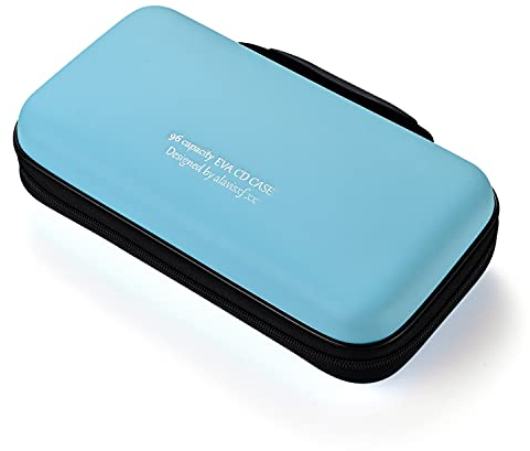 LIOVODE DVD Case, 96 Capacity EVA CD Case Holder Storage Organizer Portable Protective DVD Disc Wallet Holder for Car (96 Capacity, Sky blue96)