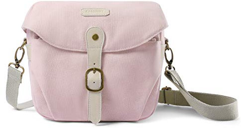 bagsmart Camera Bag Canvas SLR DSLR Case Padded Shoulder Bag with Rain Cover for Day Trip, Travel (Pink)