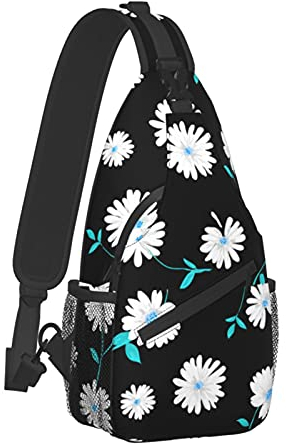 Yamegoun Sling Bag Damen Herren Rucksack Crossbody Tasche Reise Wandern Casual Sport Klettern Läufer Tagesrucksack Wasserdicht, Weiße Gänseblümchen, Einheitsgröße, Langlebig, stilvoll