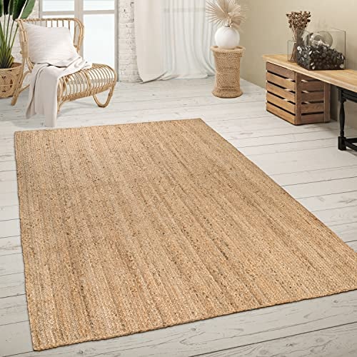 Paco Home Teppich Wohnzimmer Naturfaser Handgearbeitet Jute Meliert Modernes Muster Boho Stil, Grösse:60x100 cm, Farbe:Natur 2