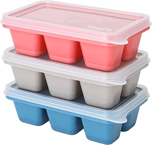 Theuwnee® Mini Größe 3 Packungen Eiswürfelform, leicht zu lösende kleine Eisformen mit abnehmbaren Deckeln, perfekt für Getränke, Gefrierschrank, Whiskey und Cocktail, LFGB zertifiziert und BPA-frei