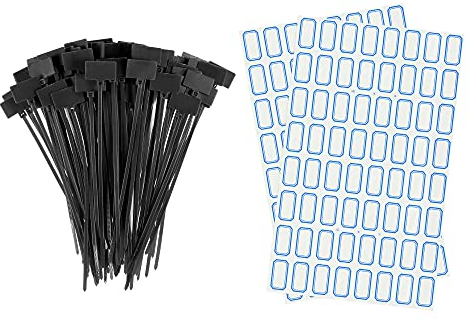 sourcing map 100Stk Nylon Kabelbinder Tags Etiketten Marker Selbstsichernd zum Markieren Organisieren Schwarz