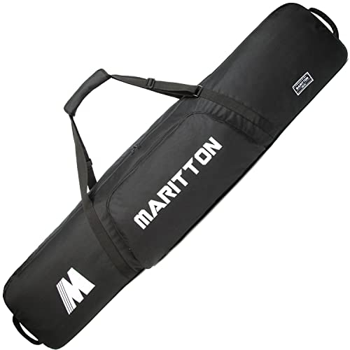 MARITTON Gepolsterte Snowboardtasche: Perfekt für Flugreisen für Snowboard, Brille, Handschuhe, Ski, Outdoor, Camping, erhältlich in 155 cm und 165 cm., Schwarz, 165 cm, Strapazierfähig